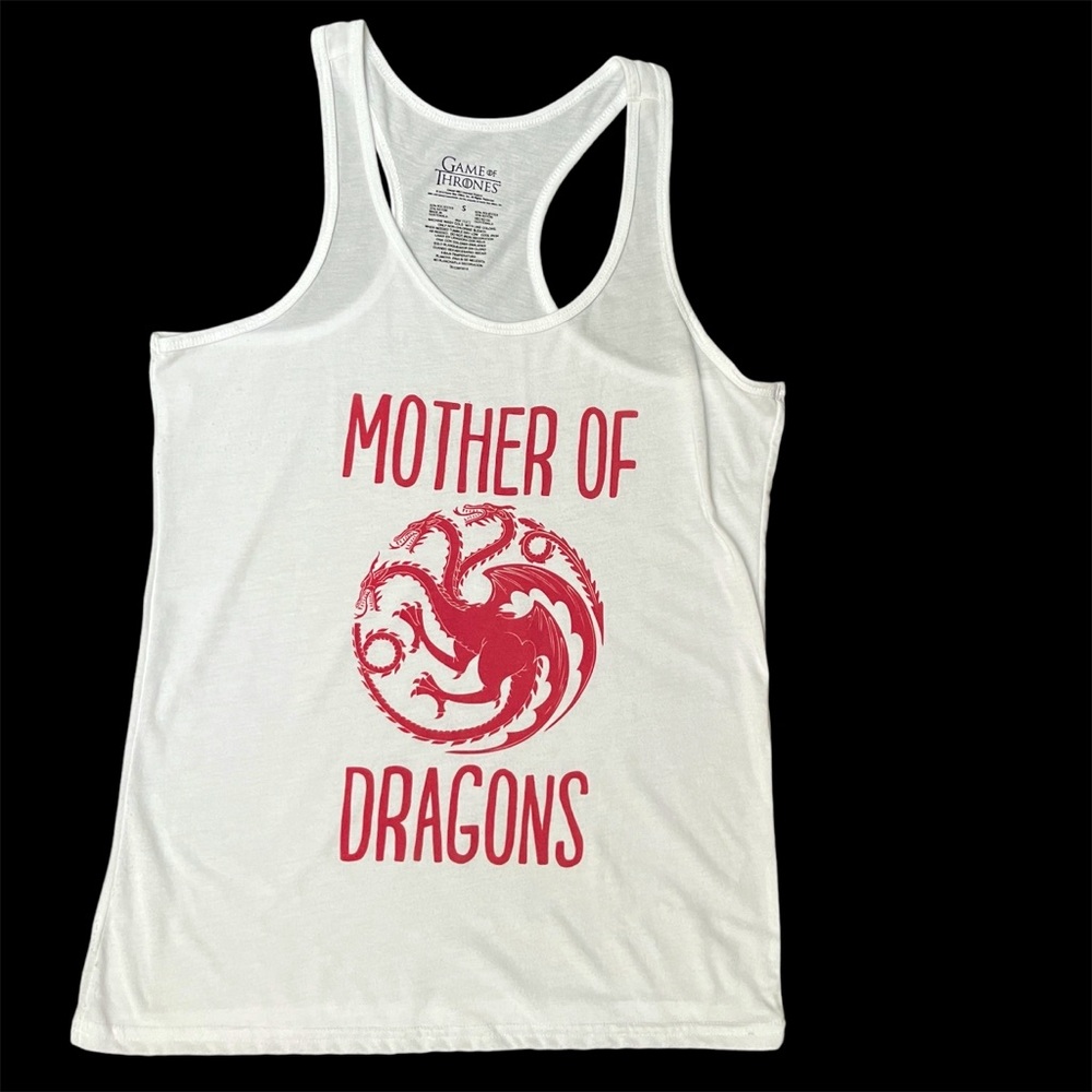 HBO Game of Thrones Women’s Mother of Dragons Tank Top, White, size Small